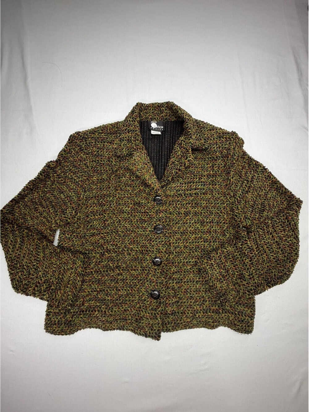 Vintage 90's First Option Petite Women's Cardigan Sweater Button Size M Green